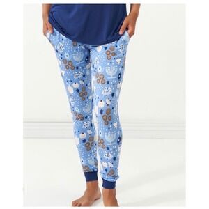 Little Sleepies Hanukkah Pajama Pants Women's Small Blue Dreidel Menorah Print
